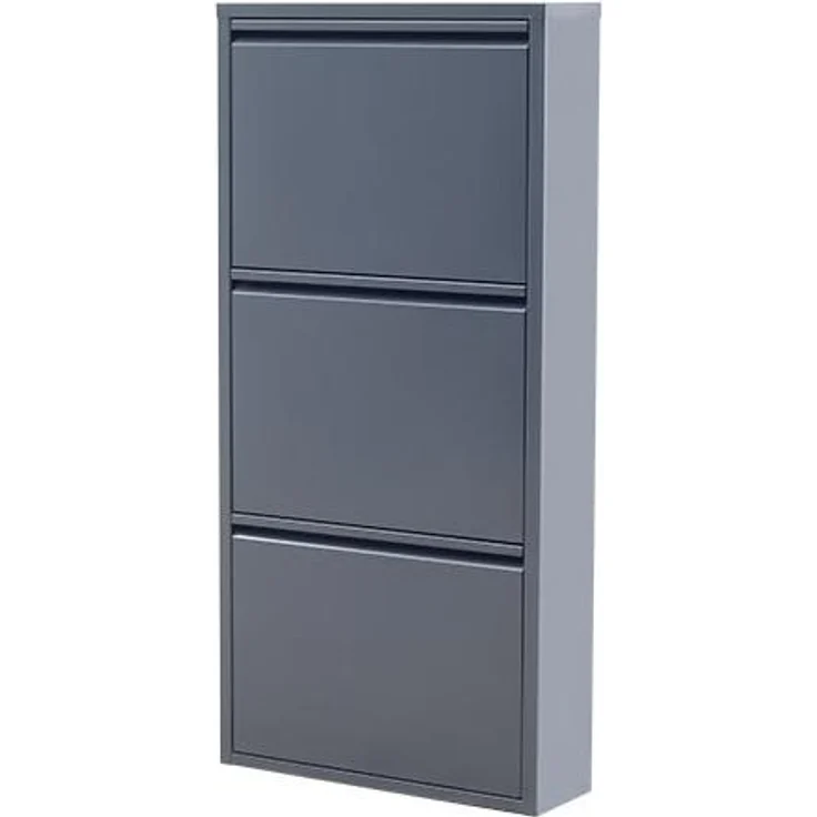 Schuhschrank Schmal Schuhregal Metall Schuhkipper mit Magnet Klappen Schuhablage (3 Klappen Anthrazit) – Bild 4