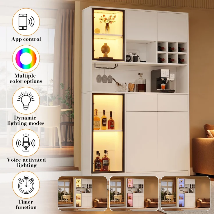 ZUBALIYA Schrank 120x33 cm mit LED-Beleuchtung mit Schubladen in Weiß, ideale Lösung für kleine Räume, robuste Verarbeitung, langlebige Materialien, einfache Selbstmontage – Bild 17
