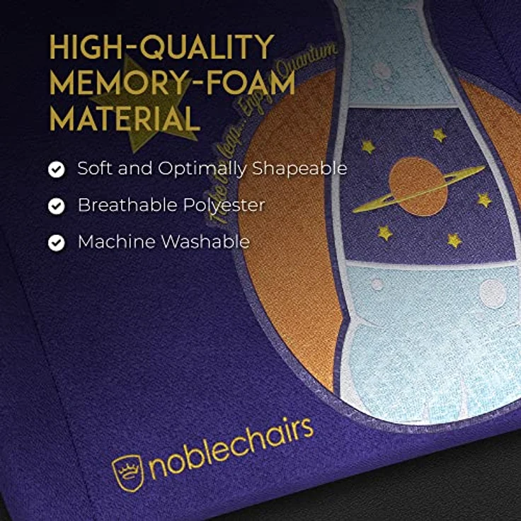 noblechairs Memory Foam Kissen-Set Fallout Nuka Cola Quantum Edition, Ergonomische Sitzkissen mit Lendenwirbelstütze und leuchtender Stickerei – Bild 4