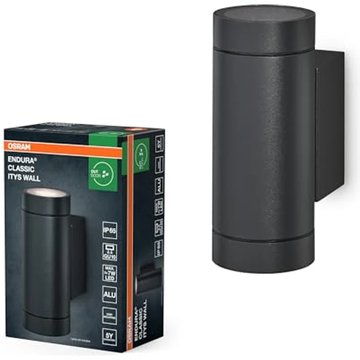 Osram ENDURA CLASSIC ITYS W Außenleuchte, Wandleuchte, GU10, dunkelgrau, Aluminium, einfache Installation, Diffusor aus Glas oder PMMA, IP65 Schutzklasse,indirekte Beleuchtung – Bild 2