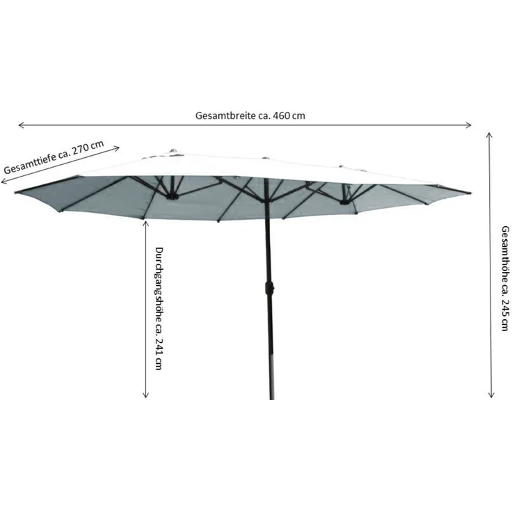 ORIGINAL Garten Sonnenschirm 460x270 cm ovaler Kurbelschirm grau – Bild 6