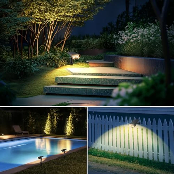 Linkind Solar Außenlampe mit Bewegungsmelder, 3000K Warmweiß, 3 Modi (inkl. Dauerlicht), 1000Lm wegeleuchte von 2 Installation, StarRay IP67 Solar LED Strahler Garten für Carport, 4 Stück – Bild 10