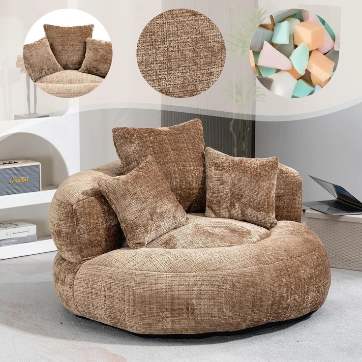 Couch Lounger Boneless Sitzsack Gaming Chenille Bezug Braun – Bild 5