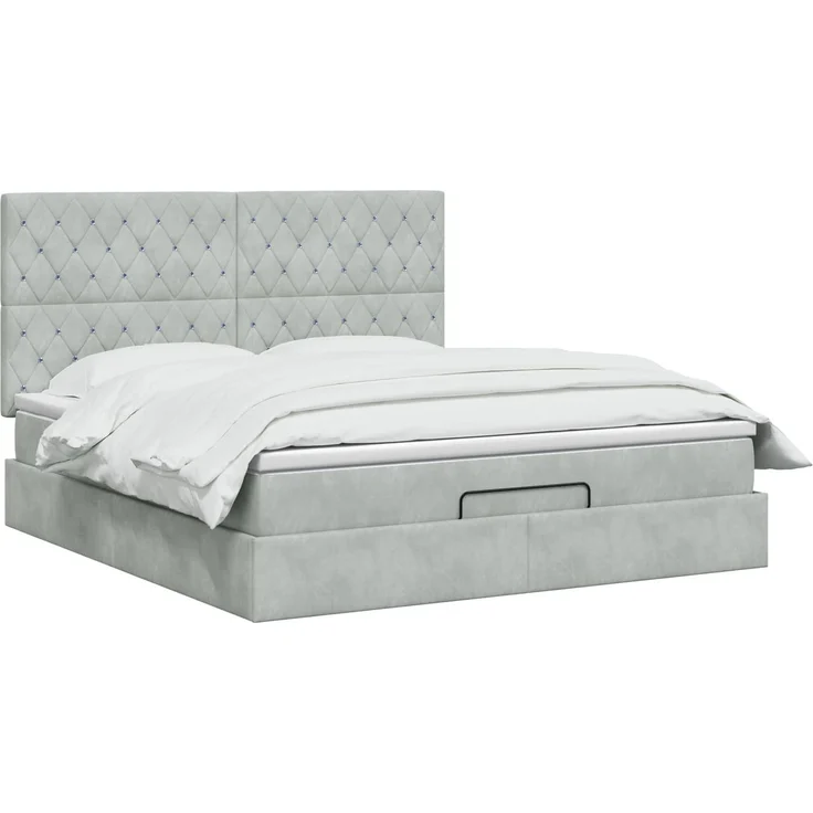 vidaXL Ottoman Bett mit Matratze Hellgrau 180 x 200 cm Samt 3457665 – Bild 3