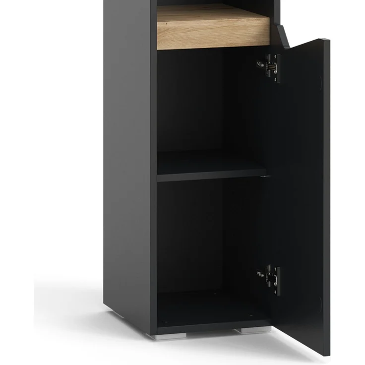 Badschrank Marelle Anthrazit/Artisan 30 x 180 cm mit Türen, und offenen Fächern Vicco – Bild 6
