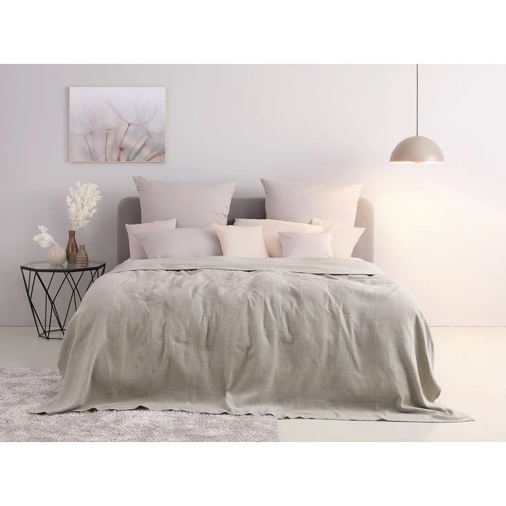 my home Tagesdecke Mira, leichte Tagesdecke aus 100% Baumwolle, uni Überwurf, ohne Füllung – Bild 1