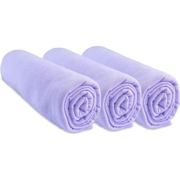 Lot de 3 Draps housse Coton pour lit Bébé 60x120 - 8 coloris disponibles (Parme)