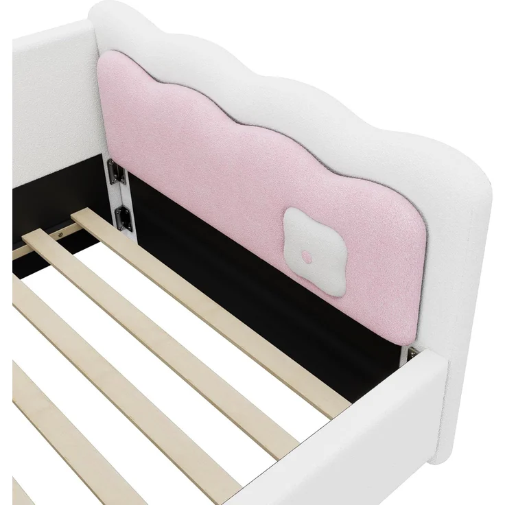Schlafsofa mit LED-Beleuchtung und Lattenrost, 90x200 cm, Polsterbett, Einzelbett, Jugendbett, Vlies – Bild 10