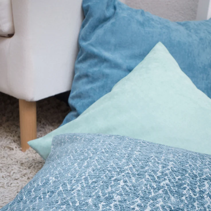 Kissen Deko von Lysel - blau Asilah 48x48 Polyacetylen Polyester Baumwolle kissenbezug Dekokissen – Bild 5