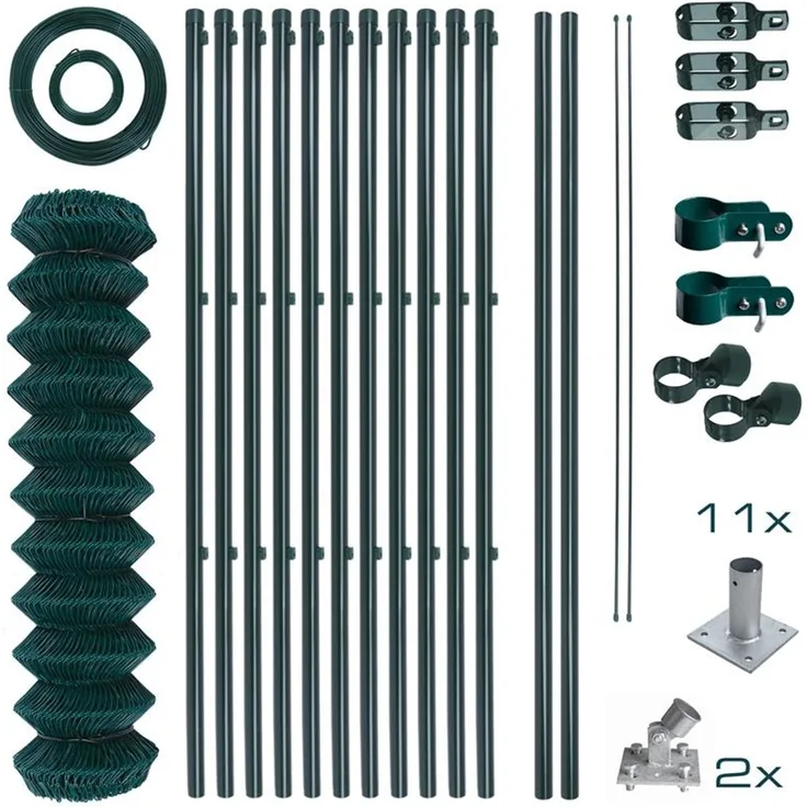 Maschendrahtzaun Komplettset 1,25 x 25 m Zaunset Gartenzaun Aufschraubhülse Zaun