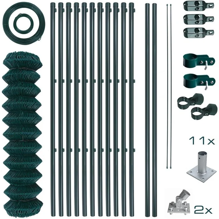 Maschendrahtzaun Komplettset 1,25 x 25 m Zaunset Gartenzaun Aufschraubhülse Zaun – Bild 1