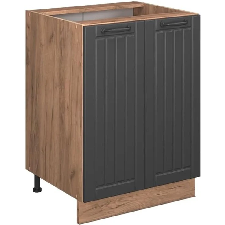 Küchenunterschrank Fame-Line Dunkelgrau 60 cm , AP Eiche Vicco – Bild 1