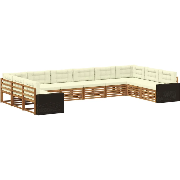 vidaXL Outdoor-Sofagarnitur 10 stk. 10-Sitzer Natur und Creme 3383903 – Bild 2