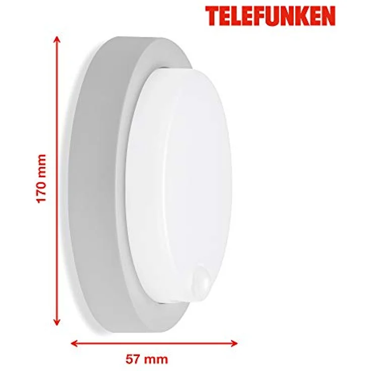 TELEFUNKEN LED Außenwandleuchte, Bewegungsmelder und Dämmerungssensor, 12 Watt, 1.150 Lumen, 4.000 Kelvin, IP44, silberfarbig, Ø 17cm – Bild 5