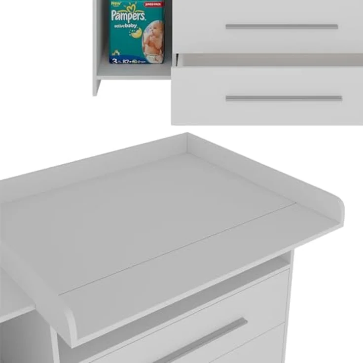 Wickelkommode Paula Weiß 110 x 93.5 cm mit Wickelaufsatz Vicco – Bild 6