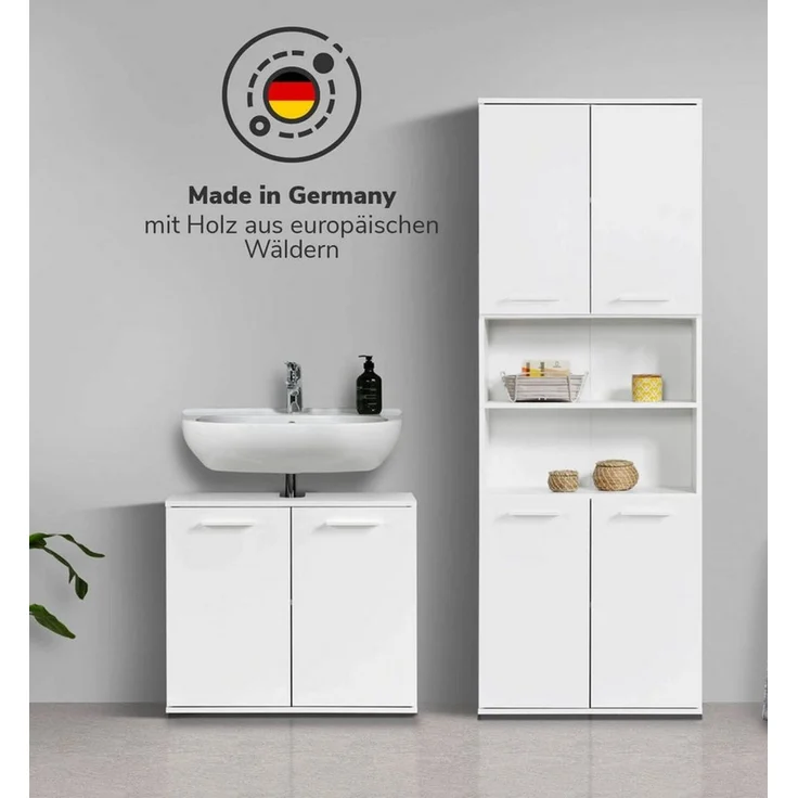 mokebo Badmöbel-Set Der Steuermann, (2-teilig), Made in Germany, Badezimmerschrank, Badschrank, Set in Weiß – Bild 2