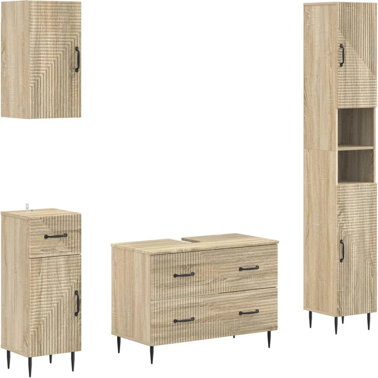 vidaXL 4-teiliges Badezimmer-Schrank-Set HAARLEM Sonoma-Eiche 3417938 – Bild 2