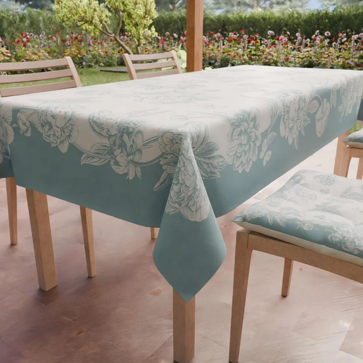 Petti Artigiani Italiani - Fleckabweisende Tischdecke, rechteckig, für Küche, Design Pfingstrosen, Tiffany, X6 Plätze (140x180 cm)