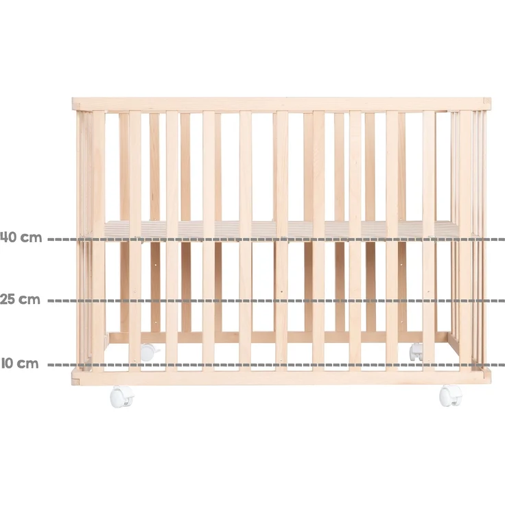 roba Laufgitter 75 x 100 cm mit Laufgittereinlage 'Sternenzauber grau' - Spielgitter inkl. Schutzeinlage und Rollen - Höhenverstellbar & Mobil - Holz natur – Bild 11
