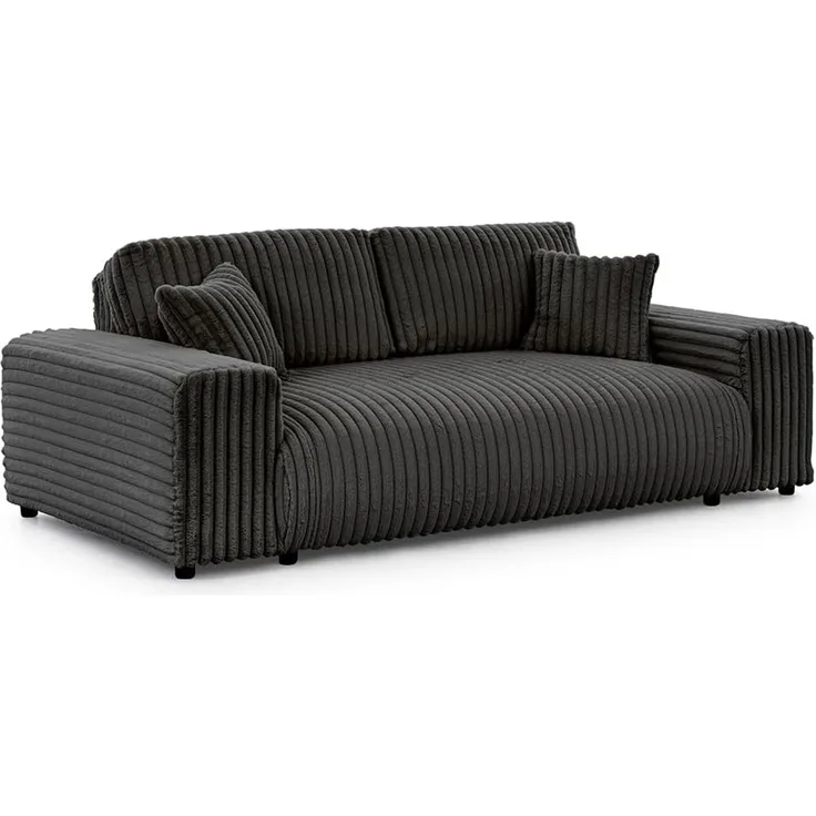 S-Style Möbel 3-Sitzer Sofa Mollis aus Plüschcord mit hohem Sitzkomfort, mit Wellenfederung