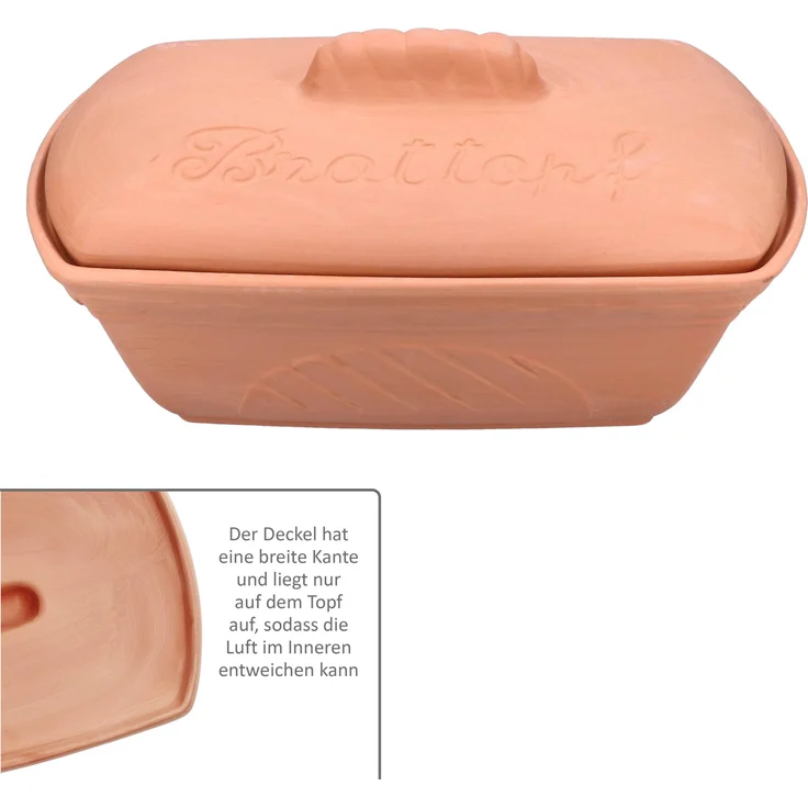 Terra Brottopf Brotkasten mit Deckel Brötchen Toast Aufbewahrungsbox Ton – Bild 3