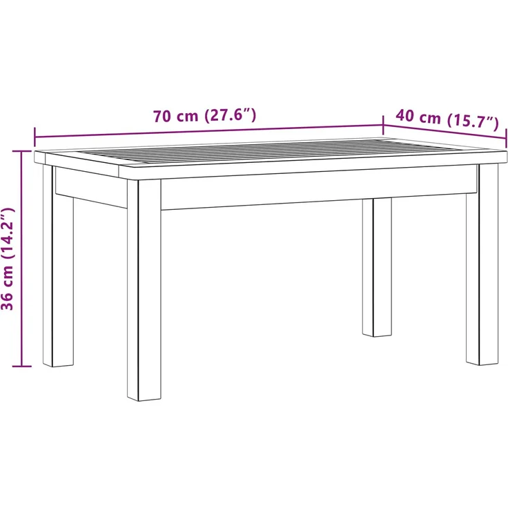 Couchtisch Sofatisch, Helles Akazienholz 70 x 40 x 36 cm Massivholz Akazie d277e – Bild 7