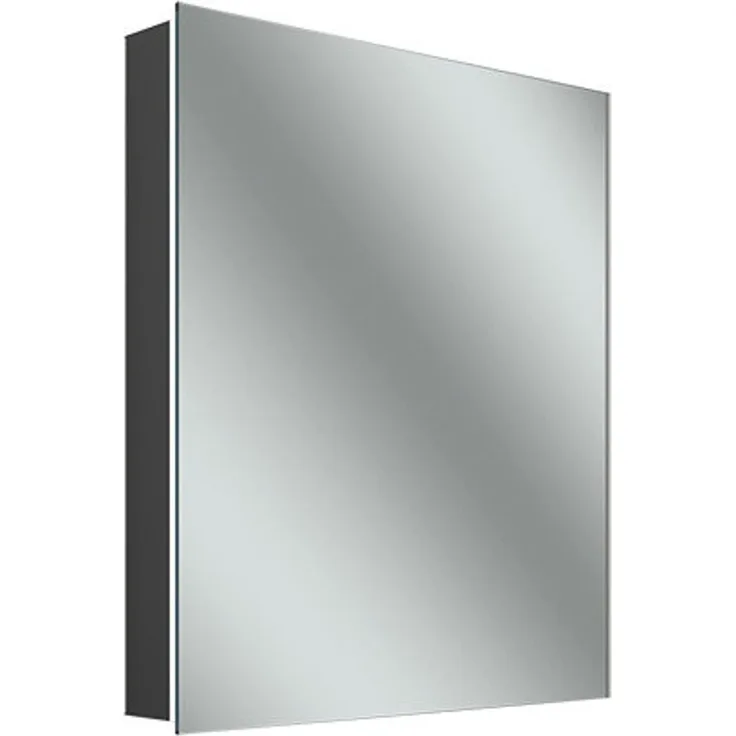 Schneider ADVANCED Line Comfort LED Lichtspiegelschrank, 1 Doppelspiegeltür, Steckdose links, 61,5 x 71,5 x 12 cm, 194.061, Ausführung: EU-Norm/Korpus schwarz matt - 194.061.02.41