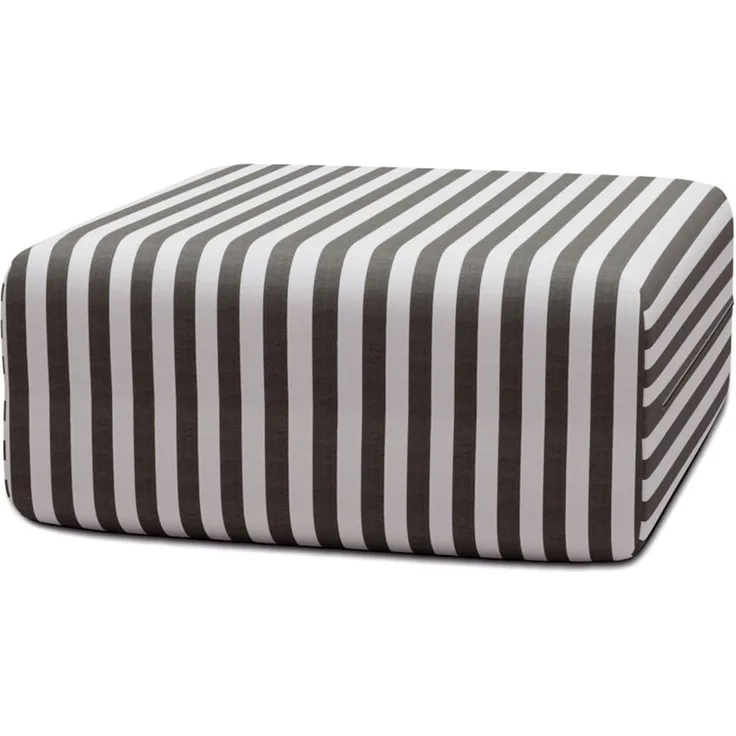 Gestreifter Outdoor-Pouf, weiß und anthrazitgrau
