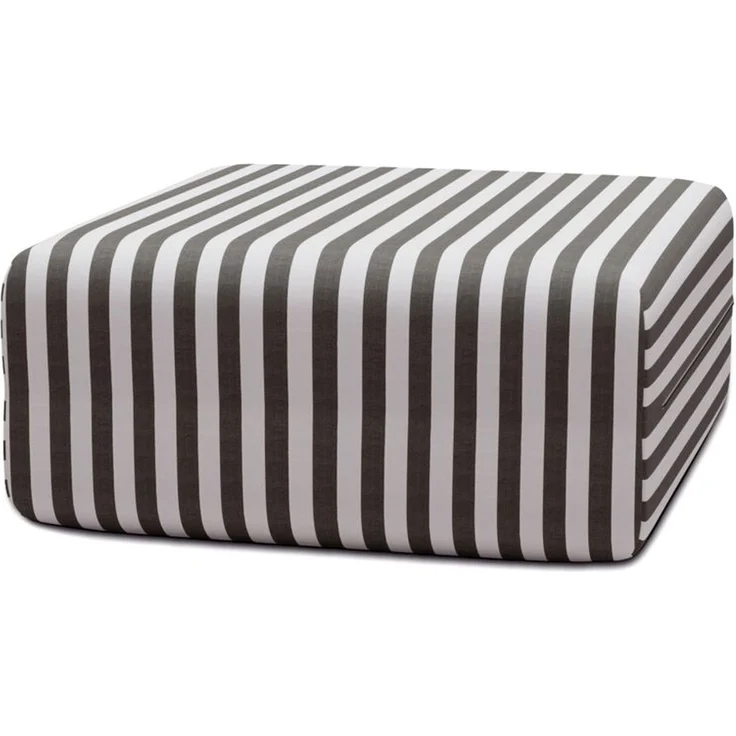 Gestreifter Outdoor-Pouf, weiß und anthrazitgrau – Bild 1