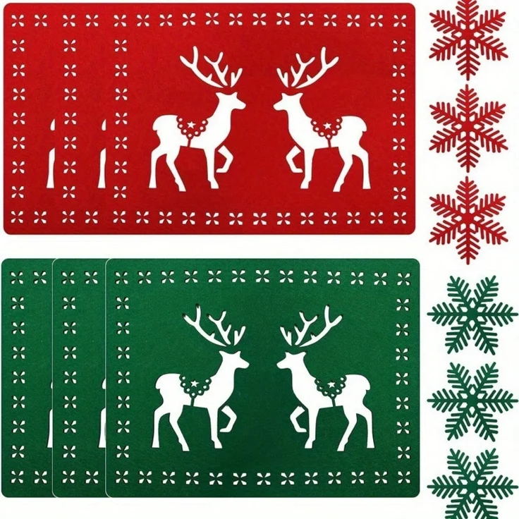 ABC Filz-Platzset- und Untersetzer-Set, Weihnachtsrentiere, 12-teilig – Bild 1