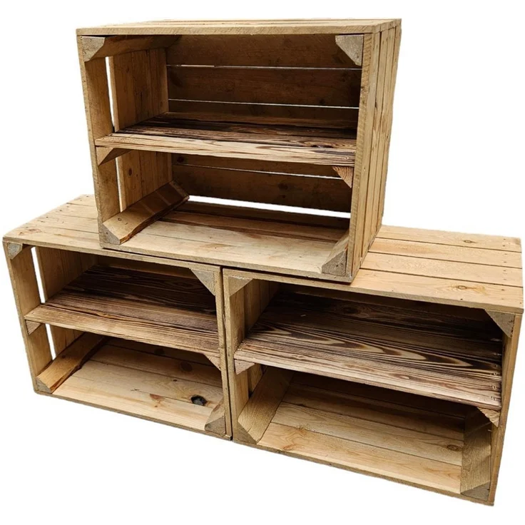 Holzkisten Vintage 3er Set 50 x 40 x 30cm Ablage Lang – Bild 2
