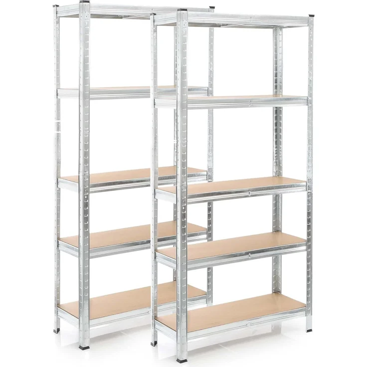 Wiltec Set 2X Schwerlastregal 180 x 90 x 30 cm, 875 kg Gesamtlast, Steckregal verzinkt aus Stahl, Lastenregal mit 5 Ablagen, Werkstattregal – Bild 1