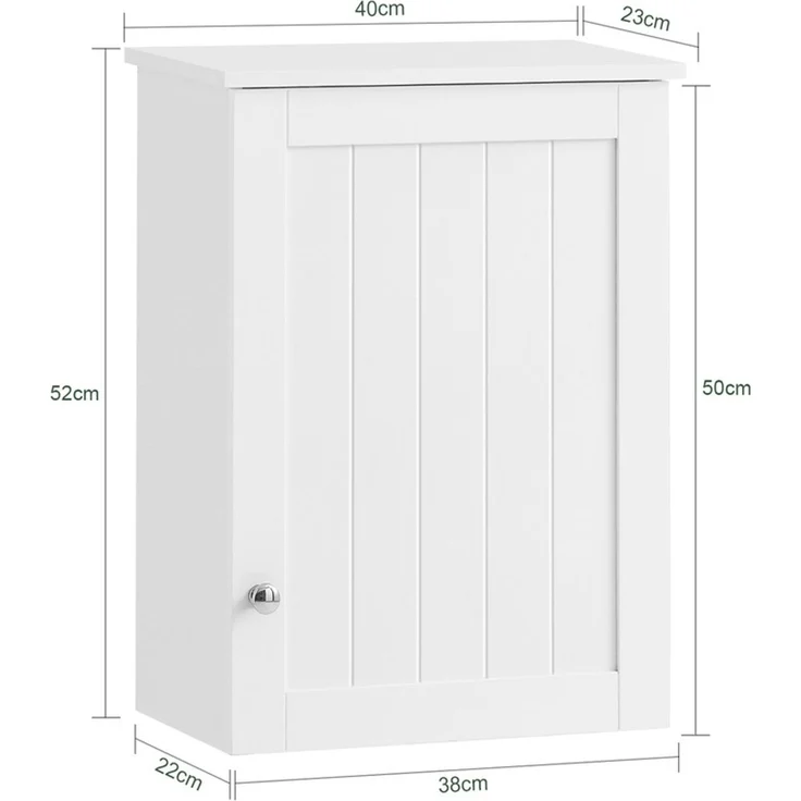 SoBuy BZR19-W Hängeschrank, MDF, Lackiert, Weiß, 40 x 52 x 23 cm – Bild 3