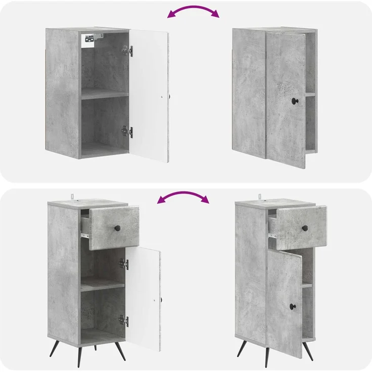 vidaXL 3-teiliges Badezimmer-Schranksystem BREDA Betongrau 3417804 – Bild 8