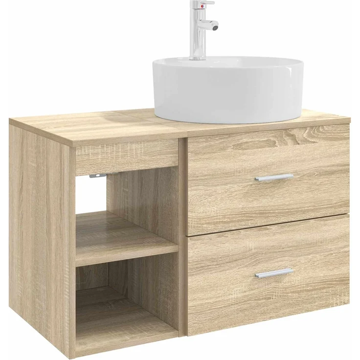 vidaXL Badezimmerschrank-Set 2 stk. Sonoma-Eiche 79,5 x 44,5 x 76 cm 3403906 – Bild 2