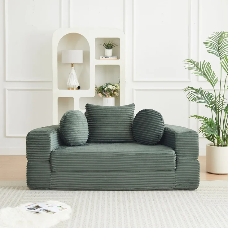 ZUBALIYA SchlafSofa mit USB - Anschluss, mit Schreibtisch, mit Cordbezug, mit Schaumstoffpolsterung, für Wohnzimmer und Apartments – Bild 19