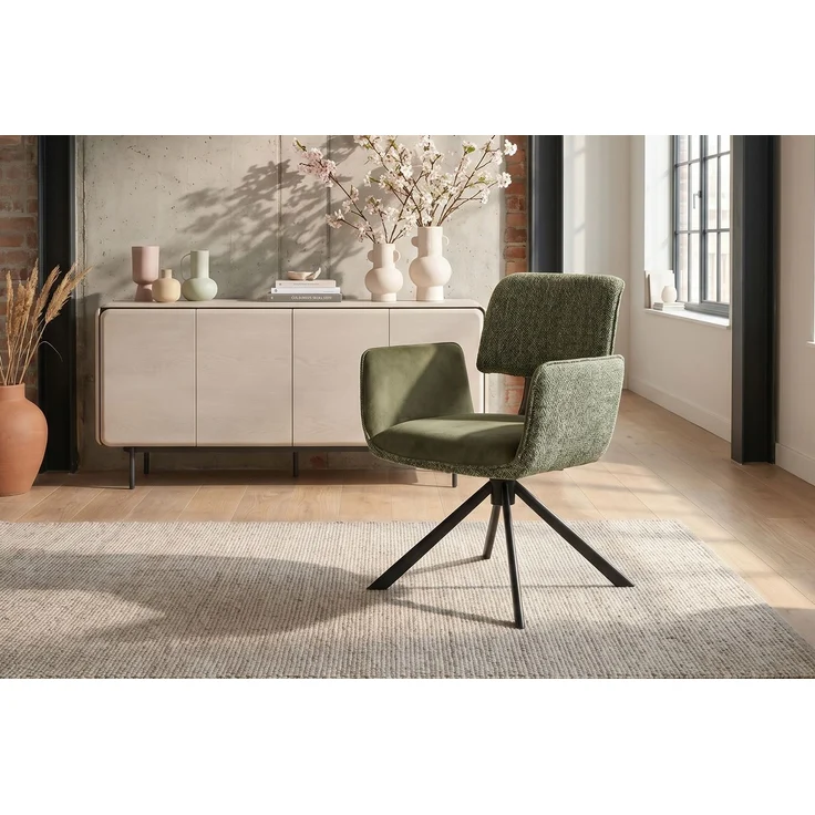 KAWOLA Esszimmerstuhl EDENIA Drehstuhl Stoff grün 86 x 65 x 60 cm – Bild 6