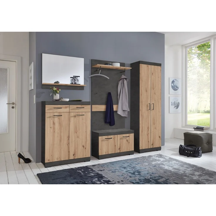 Garderobenschrank >BRISTOL 300< in Matera-Artisan Eiche - 80x50x34,9cm (BxHxT) – Bild 5