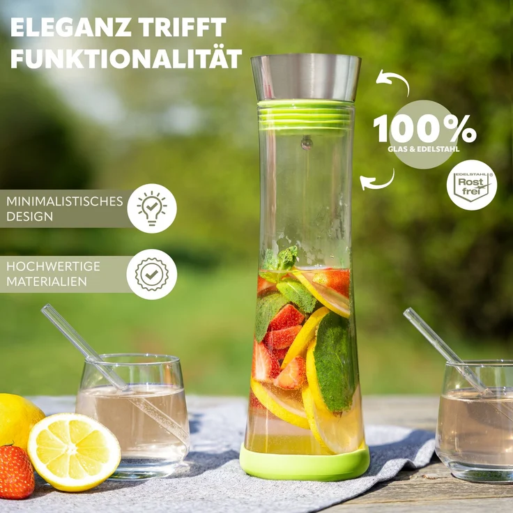 bremermann Karaffe CAROLA mit Silikonfuß - zerlegbarer Deckel - 1 Liter – Bild 2