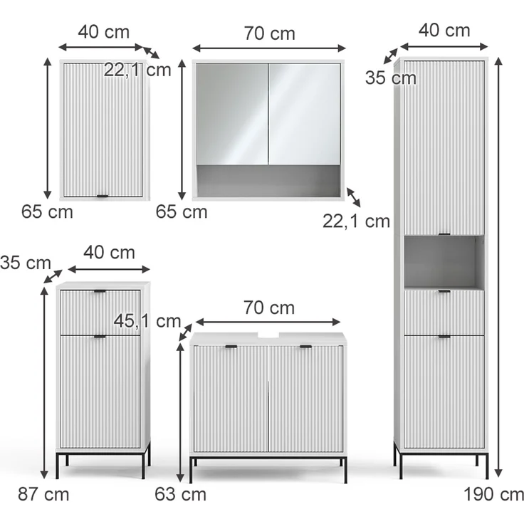 Badmöbel-Set Eliza Weiß 5-teilig Vicco – Bild 3