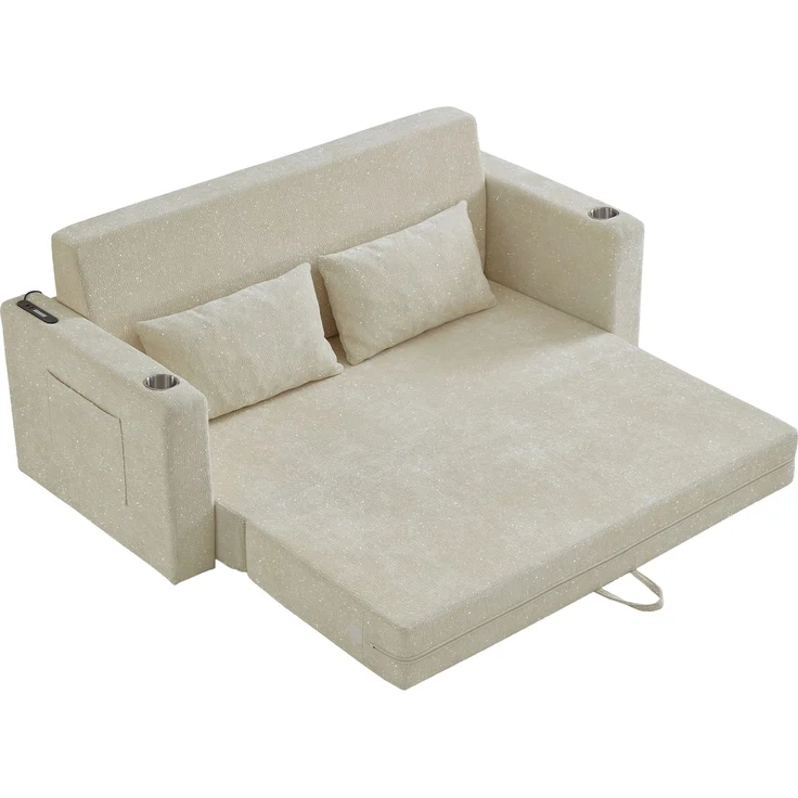 ZUBALIYA SchlafSofa mit USB - Anschluss, mit Chenille - Bezug, mit Samtbezug, mit breiten Armlehnen, mit Schaumstoffpolsterung – Bild 17