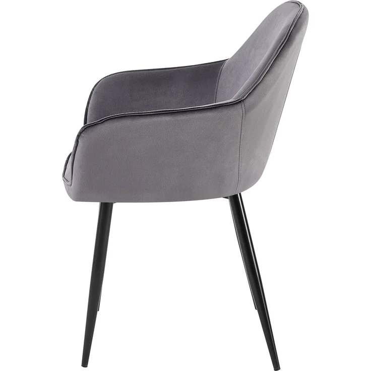 2er Set Esszimmerstuhl GENIM - Samt Dunkelgrau 60x60x84 cm | Essstühle Esszimmerstühle Küchenstühle Wohnzimmerstühle – Bild 8