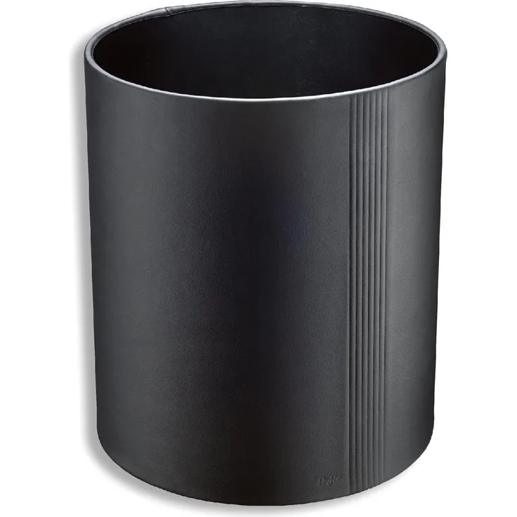 Läufer 36406 - Ambiente LA LINEA Papierkorb, Durchmesser 26 x 30 cm, aus echtem Leder, schwarz