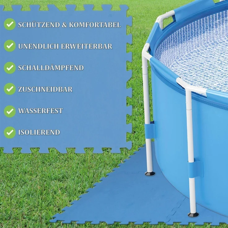 Pool Unterlegmatte - 8 Stück à 50x50cm ( 2m² ) - Bodenschutzmatte für Pool und Planschbecken - schütz den Poolboden vor Beschädigungen – Bild 3