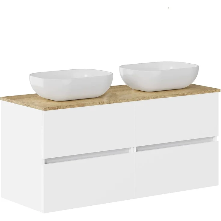 Baikal Badezimmermöbel-Set Duo, inkl. Waschbecken, Wandmontage, mit Keramikwaschbecken, Verschiedene Ausführungen und Maße, montiert. – Bild 1