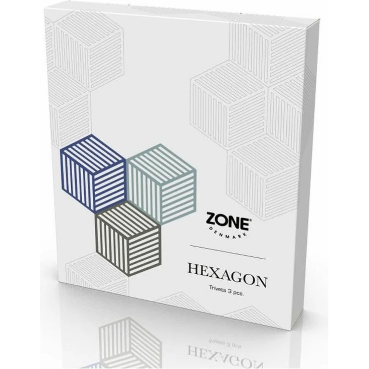 Zone Denmark Topfuntersetzer Hexagon 3er Set Indigo Blue Fog Olive Taupe, Set, 3-tlg. – Bild 2