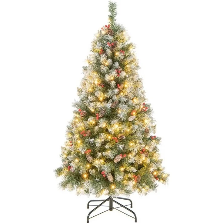 COSTWAY Künstlicher Weihnachtsbaum, mit Schnee und 200 LEDs in 8 Modi, 150cm – Bild 4