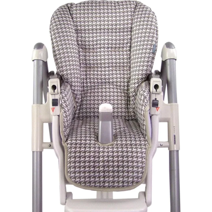 BAMBINIWELT Ersatzbezug Sitzkissen Bezug kompatibel mit Peg Perego Prima Pappa-Diner (braun weiß Karos)
