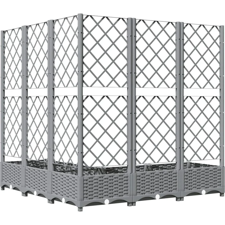 vidaXL Pflanzkübel mit Rankgitter Hellgrau 120x120x121,5 cm PP 153277 – Bild 6