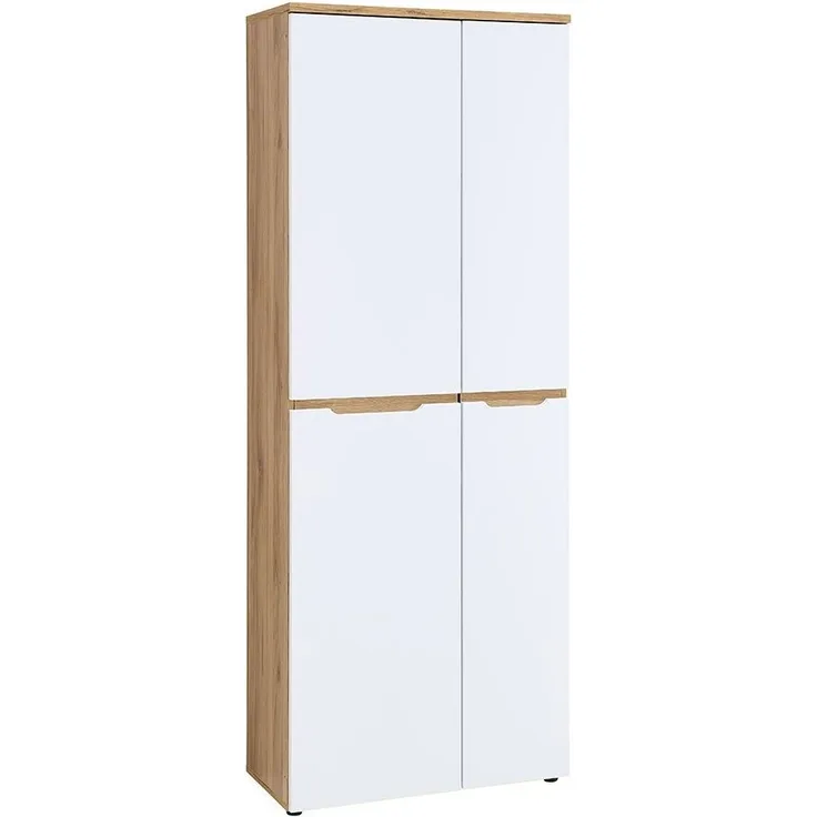 Büroschrank vito Clyde, Holzwerkstoff, Weiß, Holzfarben, 75 x 197 x 38 cm